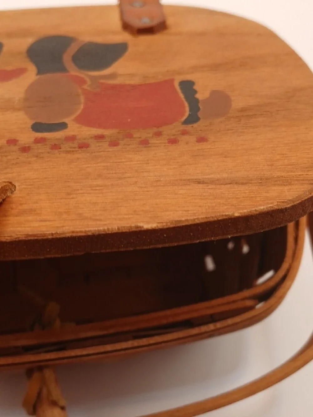 Vintage 1987 Painted Lid Small Longaberger Basket